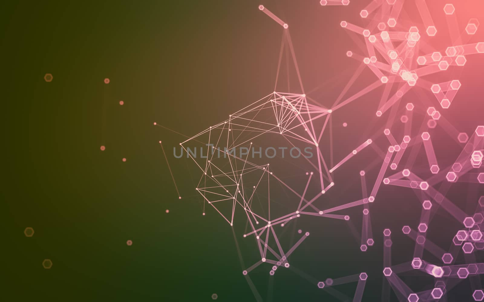 Abstract polygonal space low poly dark background, 3d rendering by teerawit