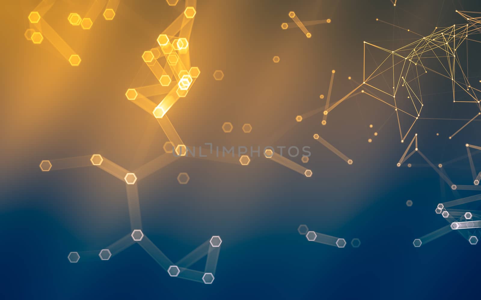 Abstract polygonal space low poly dark background with connecting dots and lines. Connection structure. 3d rendering