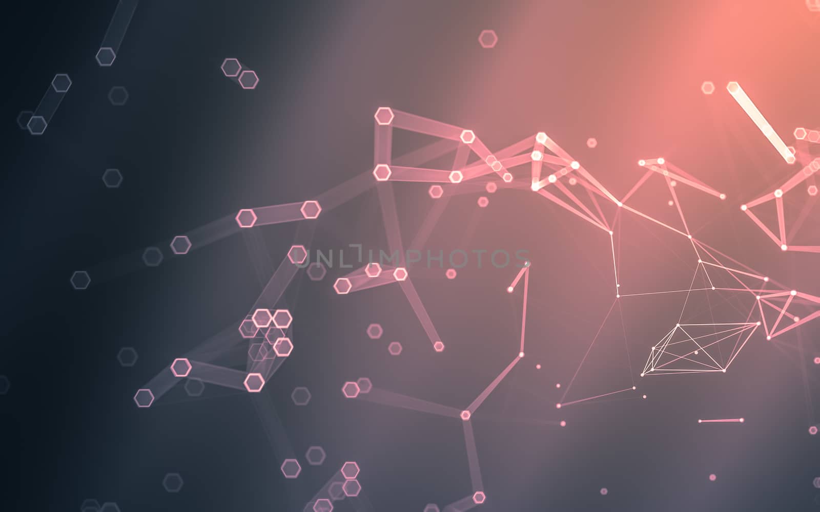 Abstract polygonal space low poly dark background with connecting dots and lines. Connection structure. 3d rendering