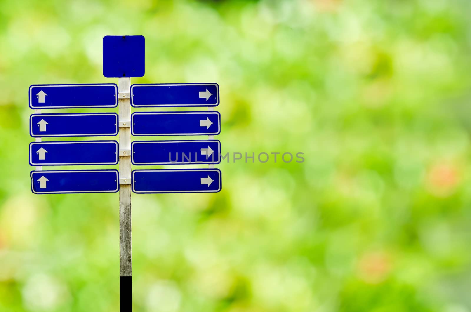 Road Sign on green nature  background