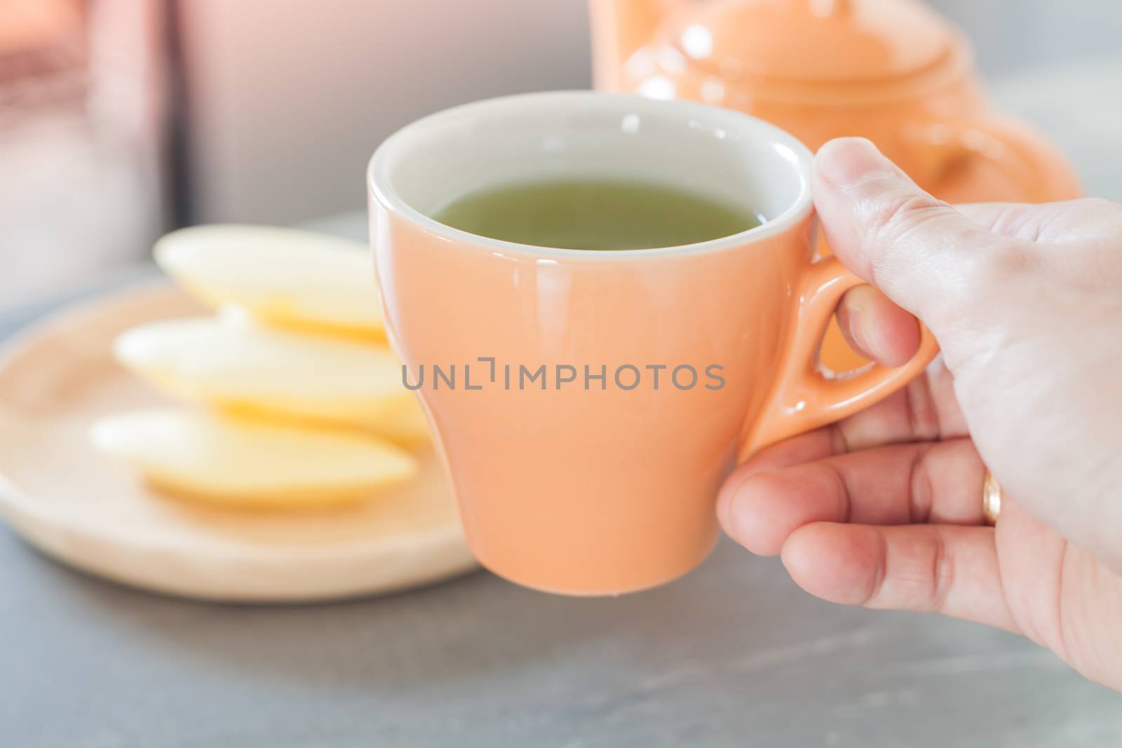 Cup of tea with traditional Thai cookies by punsayaporn