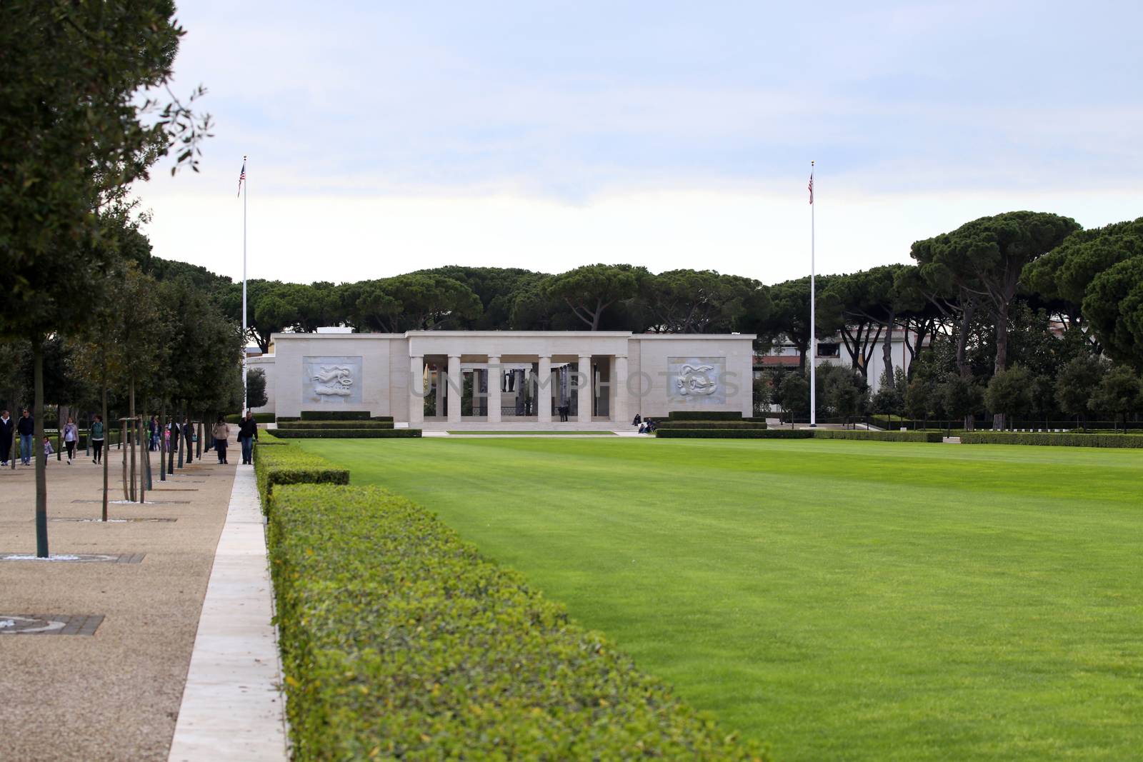 NETTUNO - April 06: Building of the American Military Cemetery of Nettuno in Italy, April 06, 2015 in Nettuno, Italy.