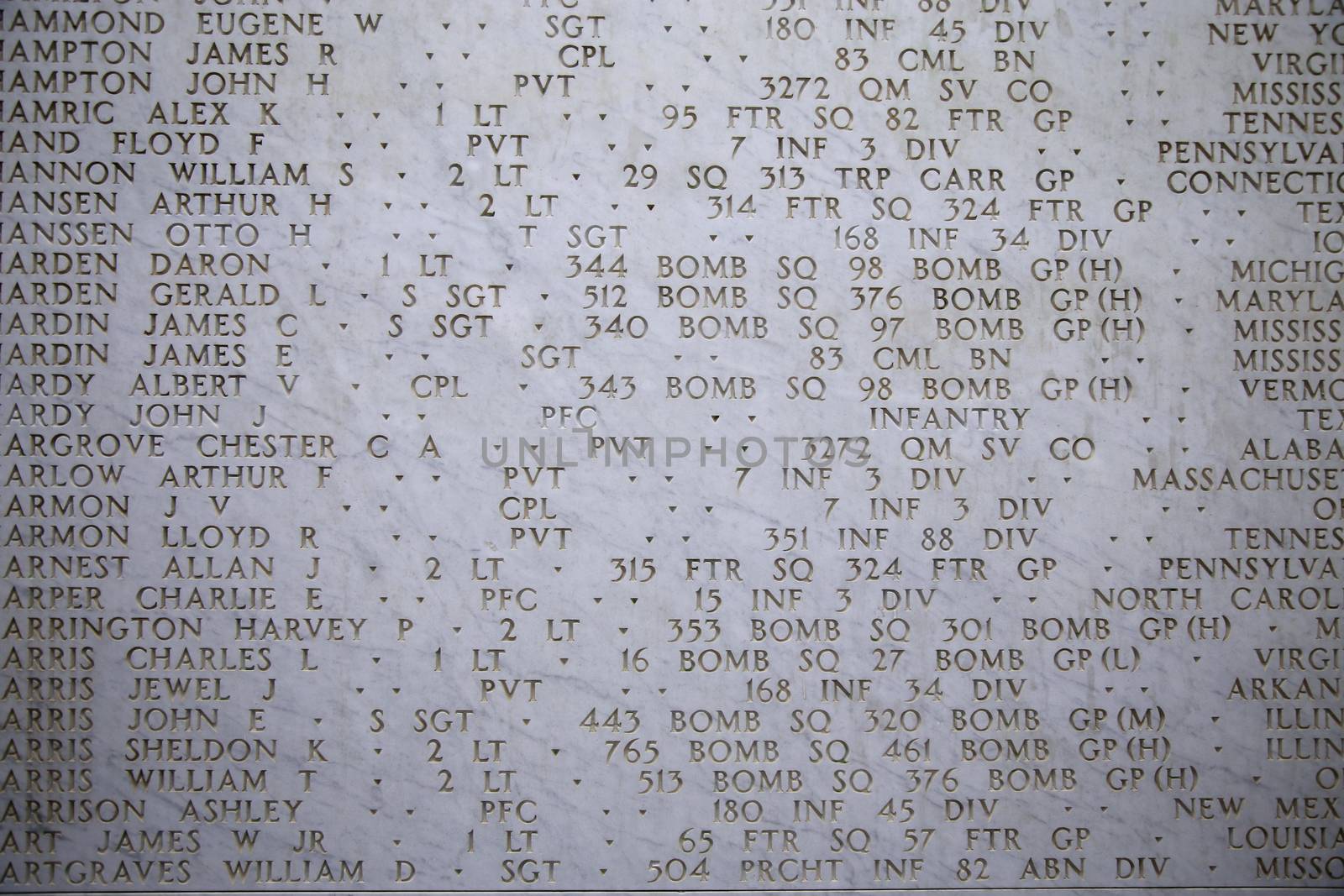 NETTUNO - April 06: The Names of fallen soldiers at war, American war cemetery of the American Military Cemetery of Nettuno in Italy, April 06, 2015 in Nettuno, Italy.