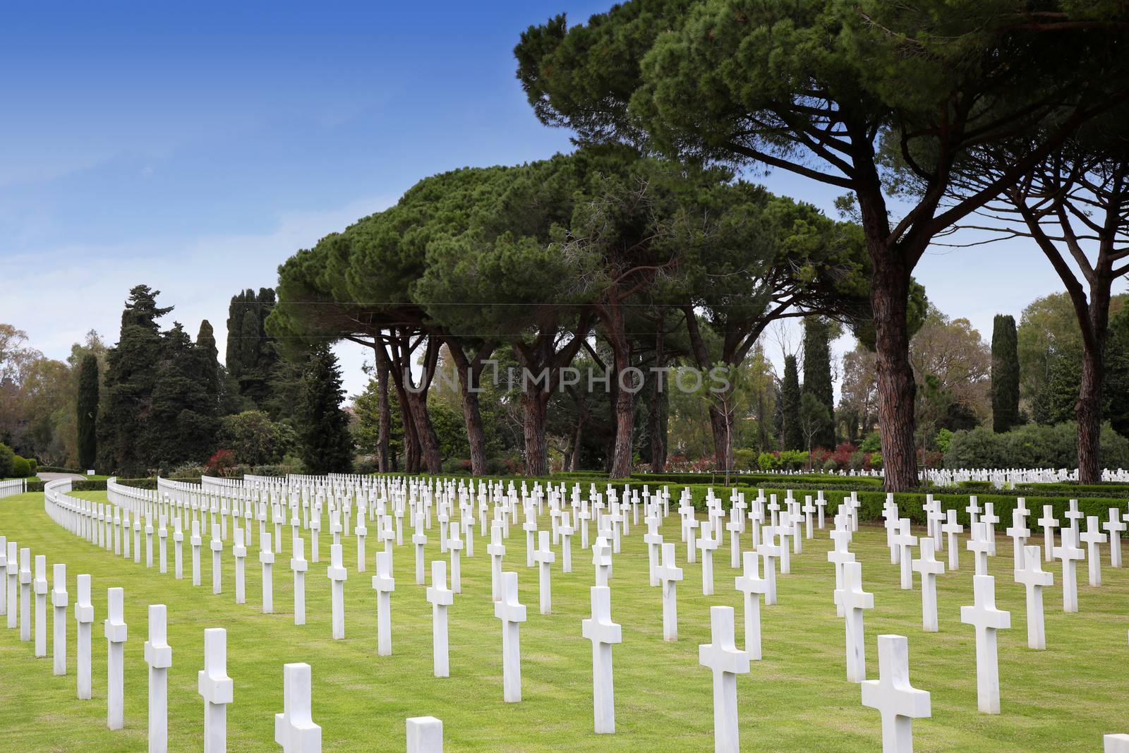 NETTUNO - April 06: Tombs, American war cemetery of the American Military Cemetery of Nettuno in Italy, April 06, 2015 in Nettuno, Italy.