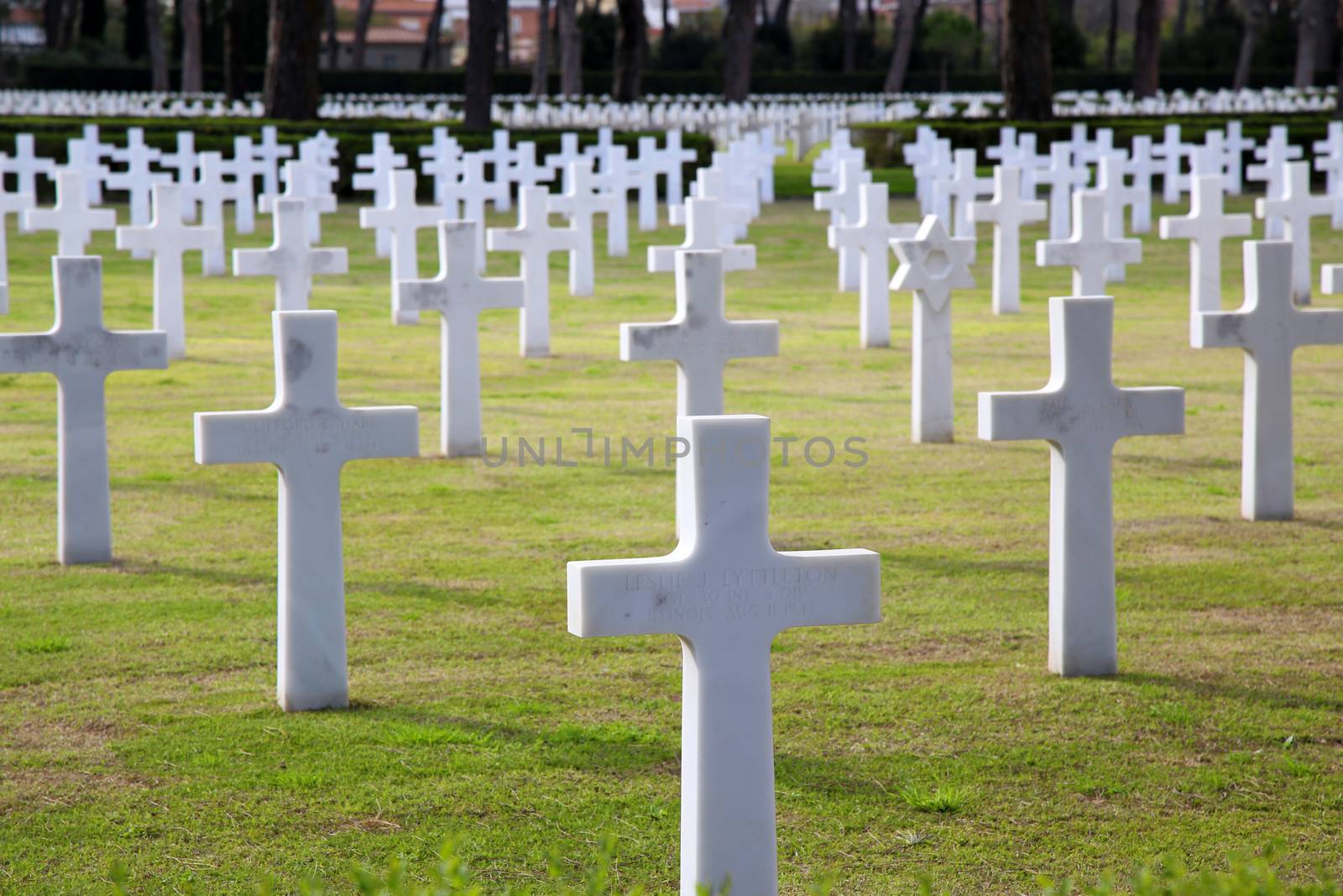 NETTUNO - April 06: Tombs, American war cemetery of the American Military Cemetery of Nettuno in Italy, April 06, 2015 in Nettuno, Italy.