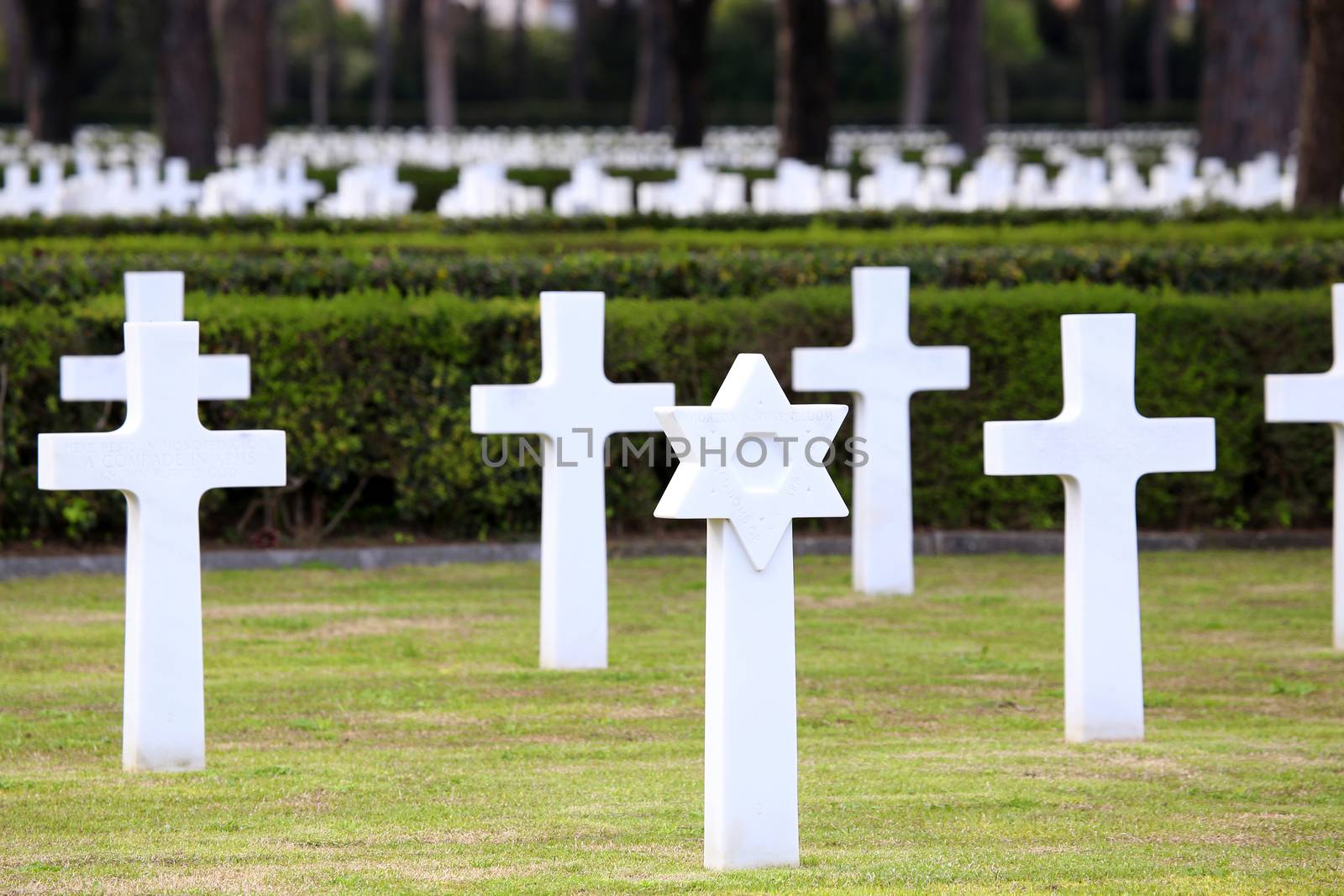 NETTUNO - April 06: Tombs, American war cemetery of the American Military Cemetery of Nettuno in Italy, April 06, 2015 in Nettuno, Italy.