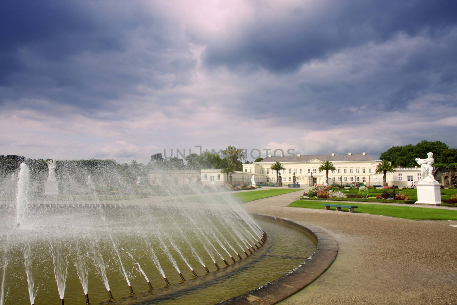 HANNOVER, GERMANY - 30 JULY: It's ranks the most important gardens in Europe. The Large Gardens in Herrenhausen gardens in Hanover, German on July 30,2014.