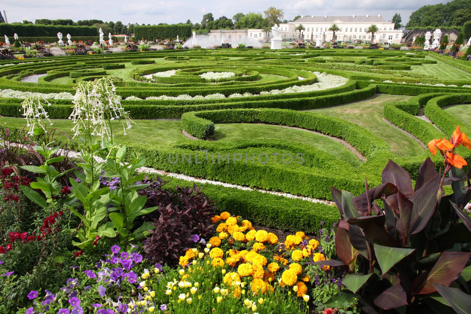 HANNOVER, GERMANY - 30 JULY: It's ranks the most important gardens in Europe. The Large Gardens in Herrenhausen gardens in Hanover, German on July 30,2014.