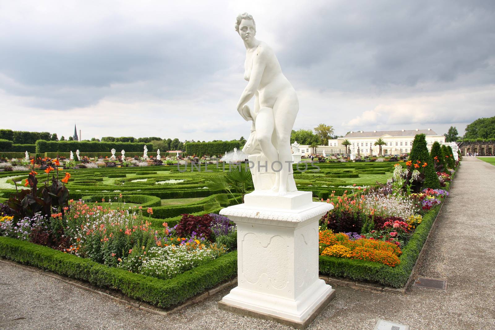 HANNOVER, GERMANY - 30 JULY: It's ranks the most important gardens in Europe. The Large Gardens in Herrenhausen gardens in Hanover, German on July 30,2014.