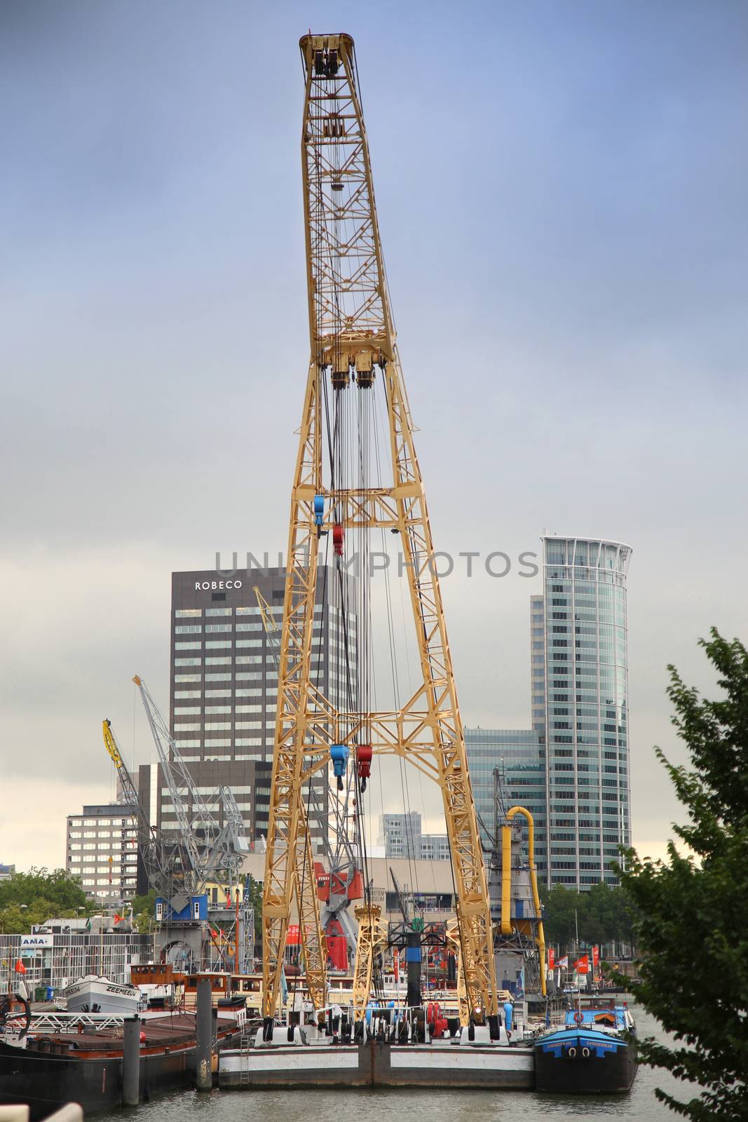 ROTTERDAM, THE NETHERLANDS - 18 AUGUST: Old cranes in Historical by vladacanon