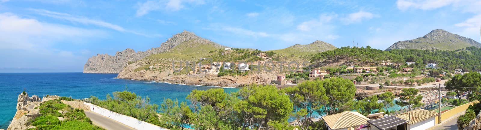 Bay Cala Molins in Cala Sant Vicenc, Majorca, Spain - panorama view
