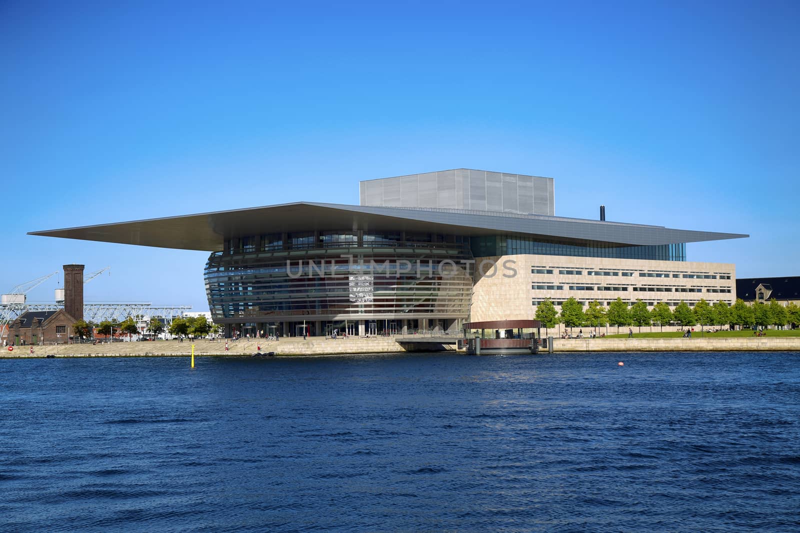 COPENHAGEN, DENMARK - AUGUST 15, 2016 The Copenhagen Opera House which is located in the Holmen, building designed by Henning Larsen on December 28, 2014. in Copenhagen, Denmark on August 15, 2016.