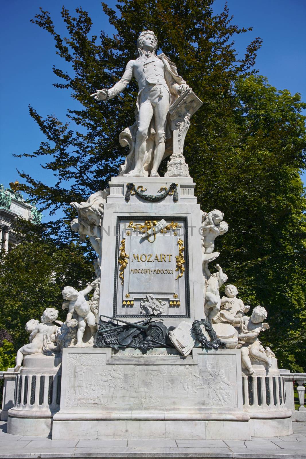 Statue of Wolfgang Amadeus Mozart, Burggarten in Vienna, Austria