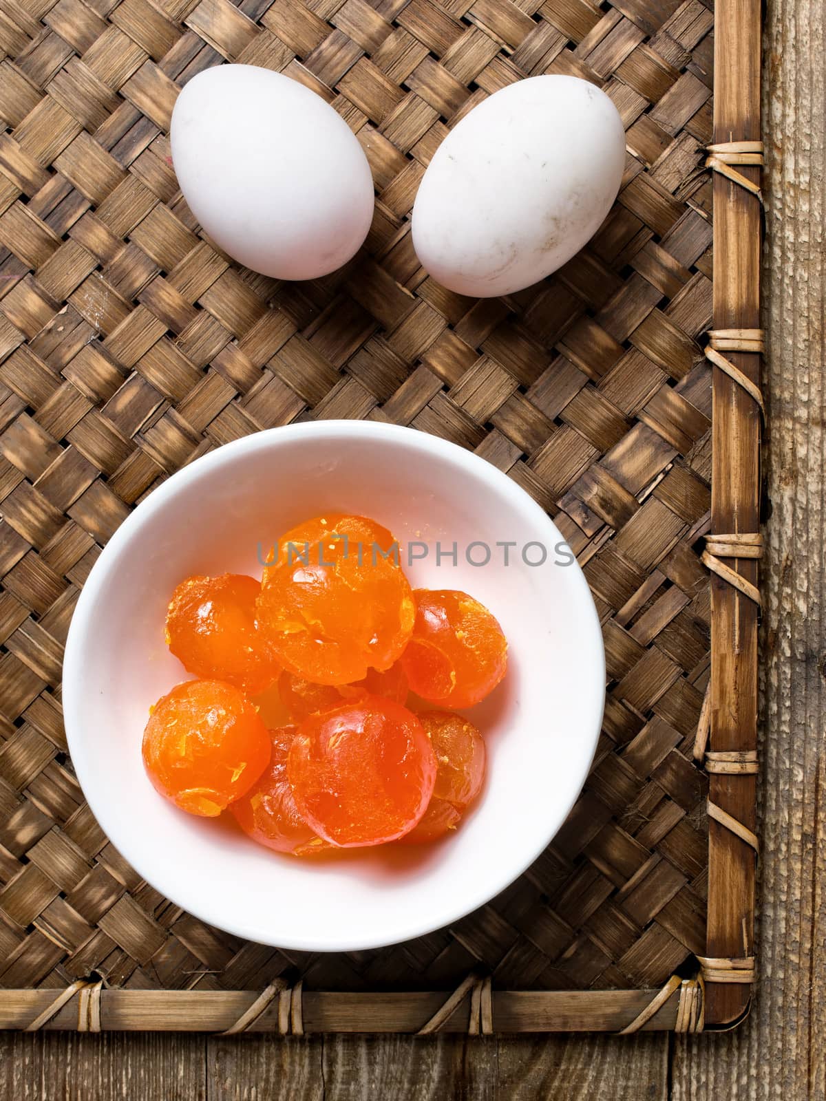 close up of rustic  chinese golden salted egg yolk