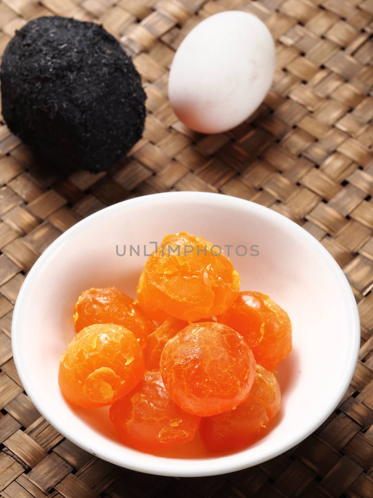 close up of rustic  chinese golden salted egg yolk