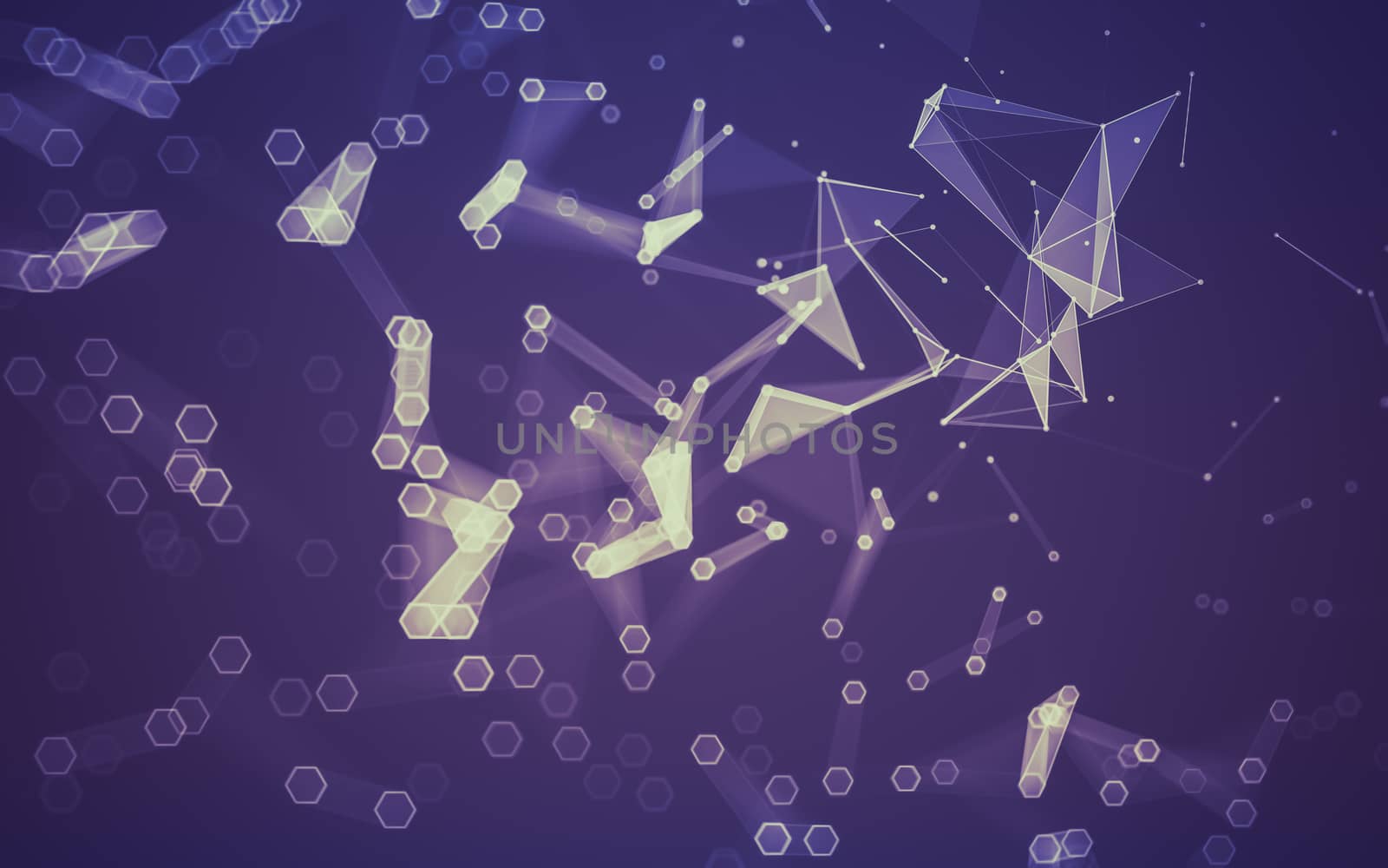 Abstract polygonal space low poly dark background with connecting dots and lines. Connection structure. 3d rendering