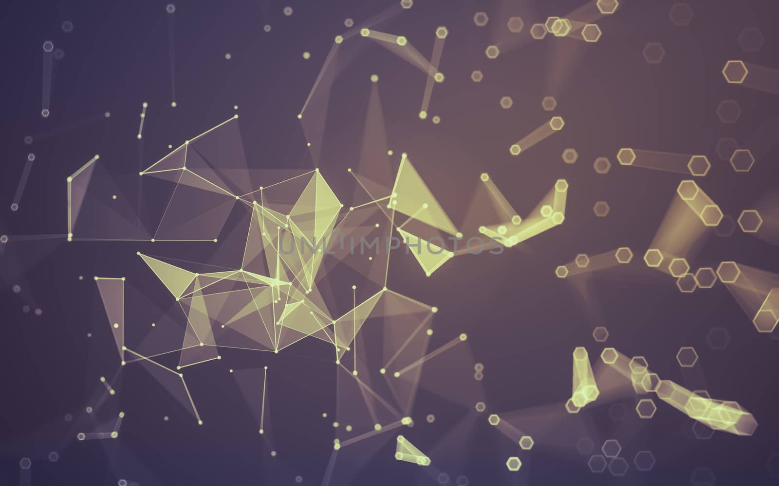 Abstract polygonal space low poly dark background with connecting dots and lines. Connection structure. 3d rendering