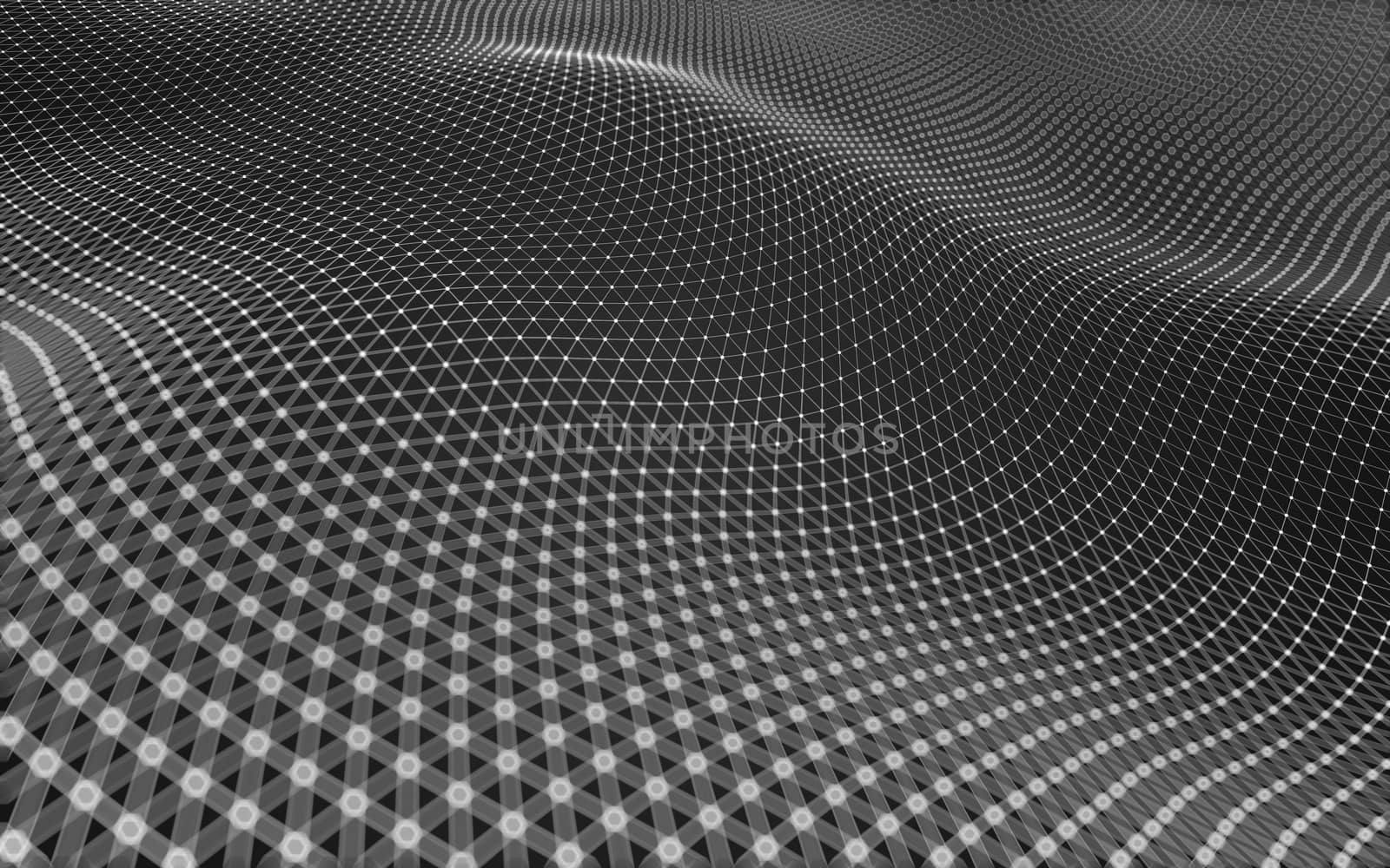 Abstract polygonal space low poly dark background with connecting dots and lines. Connection structure. 3d rendering