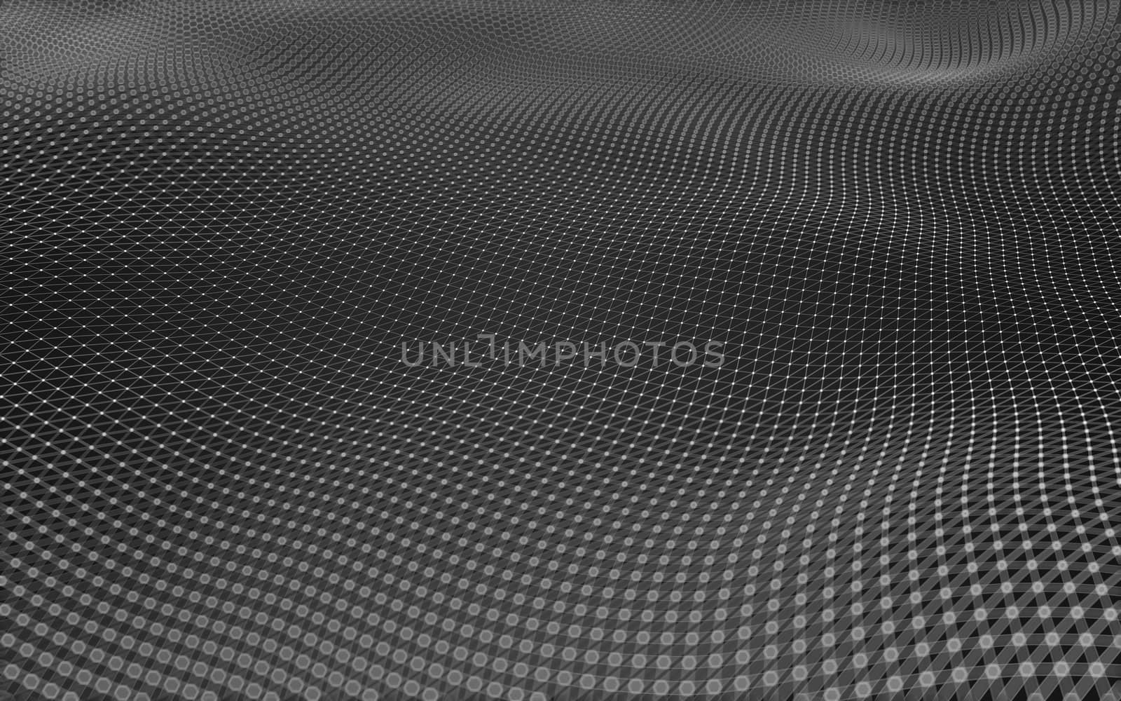 Abstract polygonal space low poly dark background with connecting dots and lines. Connection structure. 3d rendering