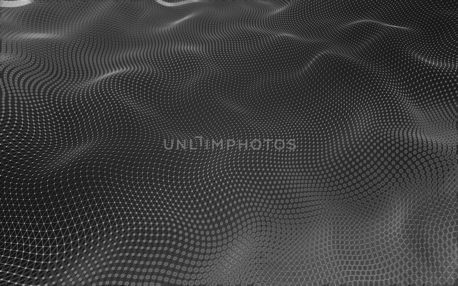 Abstract polygonal space low poly dark background with connecting dots and lines. Connection structure. 3d rendering