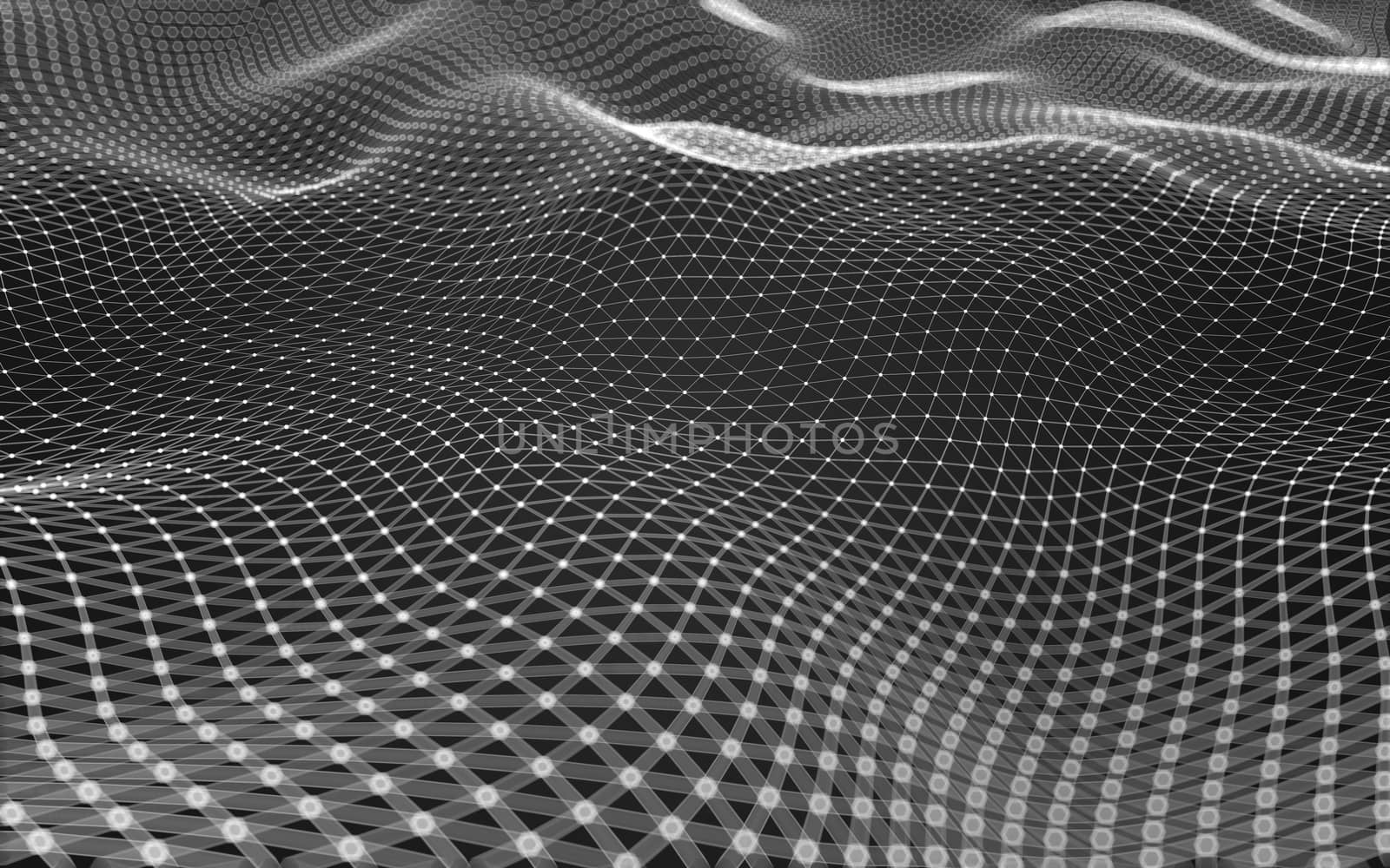 Abstract polygonal space low poly dark background with connecting dots and lines. Connection structure. 3d rendering