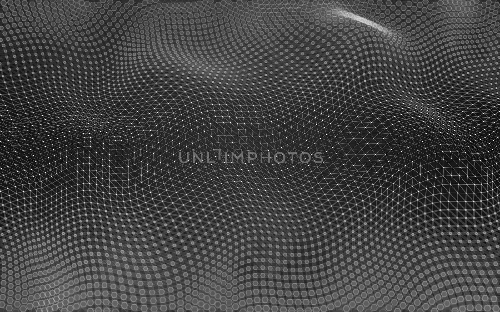 Abstract polygonal space low poly dark background with connecting dots and lines. Connection structure. 3d rendering