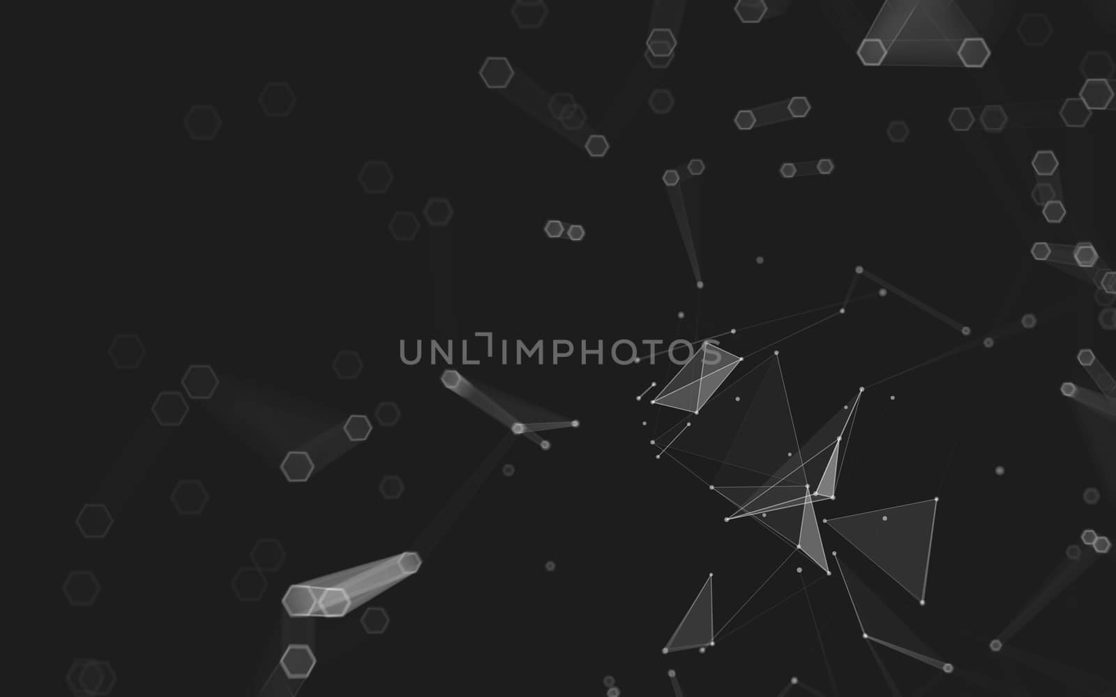 Abstract polygonal space low poly dark background with connecting dots and lines. Connection structure. 3d rendering