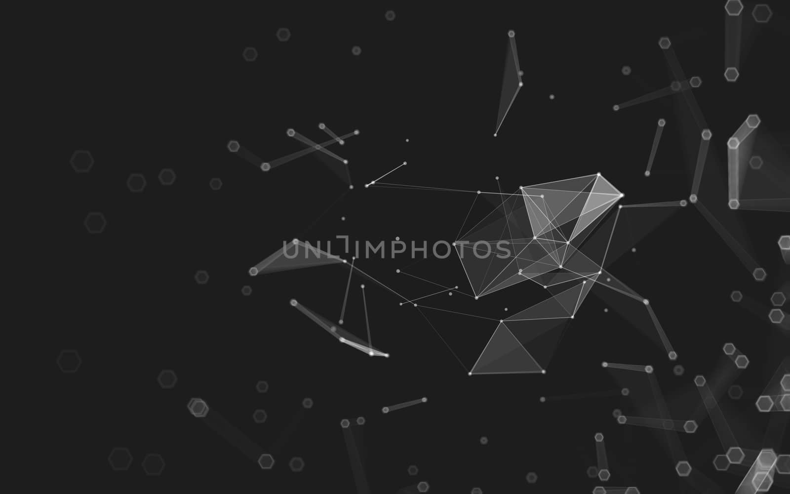 Abstract polygonal space low poly dark background with connecting dots and lines. Connection structure. 3d rendering