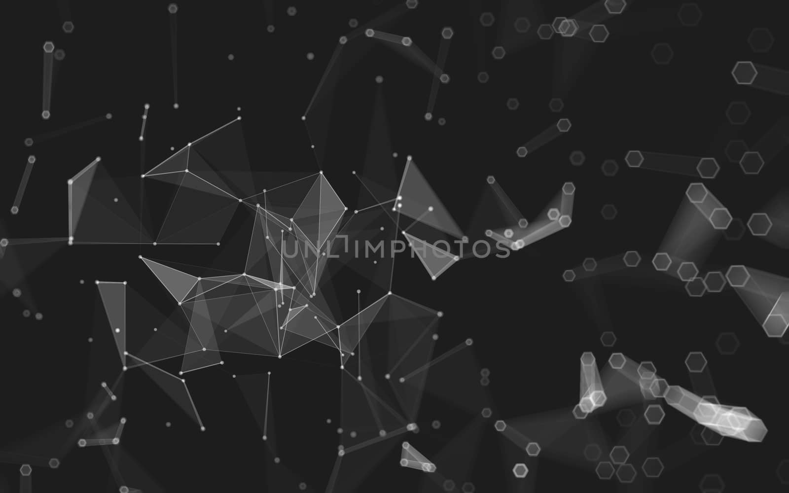 Abstract polygonal space low poly dark background with connecting dots and lines. Connection structure. 3d rendering