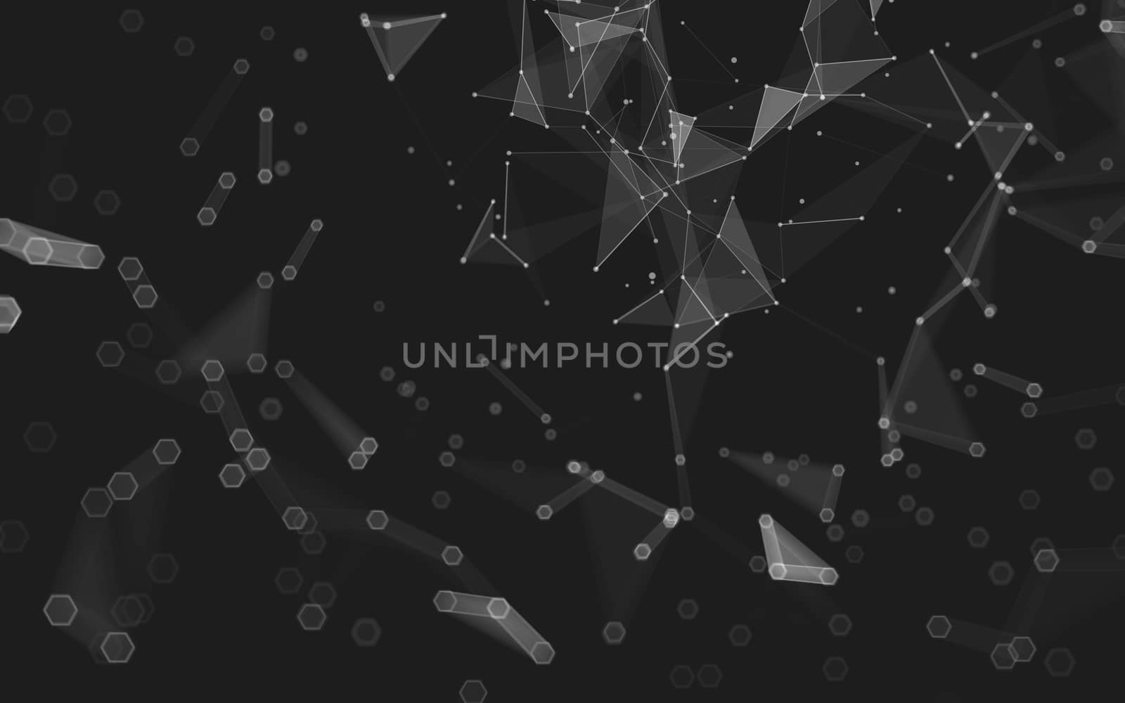 Abstract polygonal space low poly dark background with connecting dots and lines. Connection structure. 3d rendering