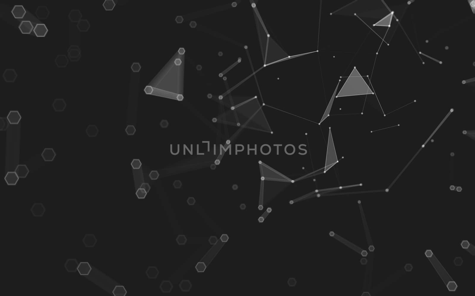 Abstract polygonal space low poly dark background with connecting dots and lines. Connection structure. 3d rendering