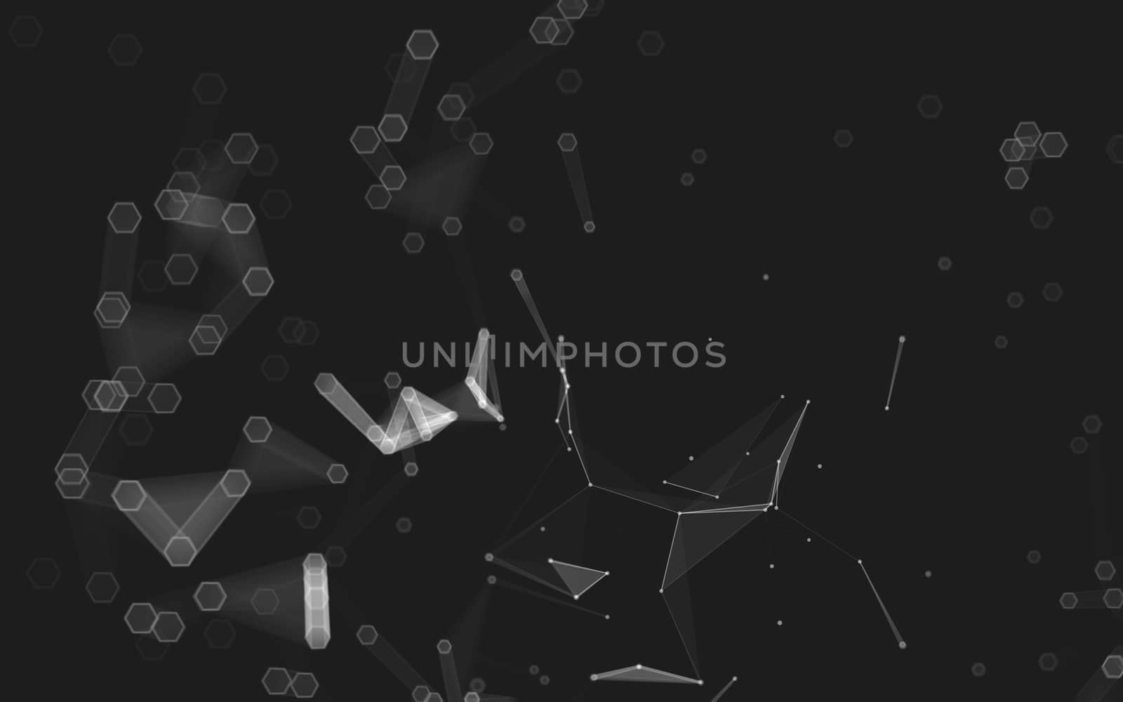 Abstract polygonal space low poly dark background with connecting dots and lines. Connection structure. 3d rendering