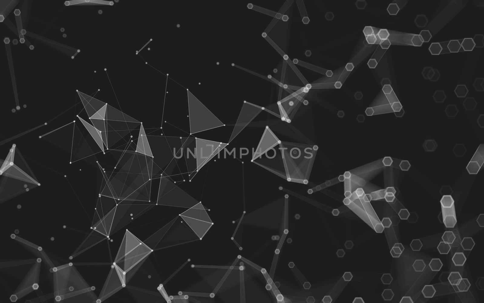 Abstract polygonal space low poly dark background with connecting dots and lines. Connection structure. 3d rendering