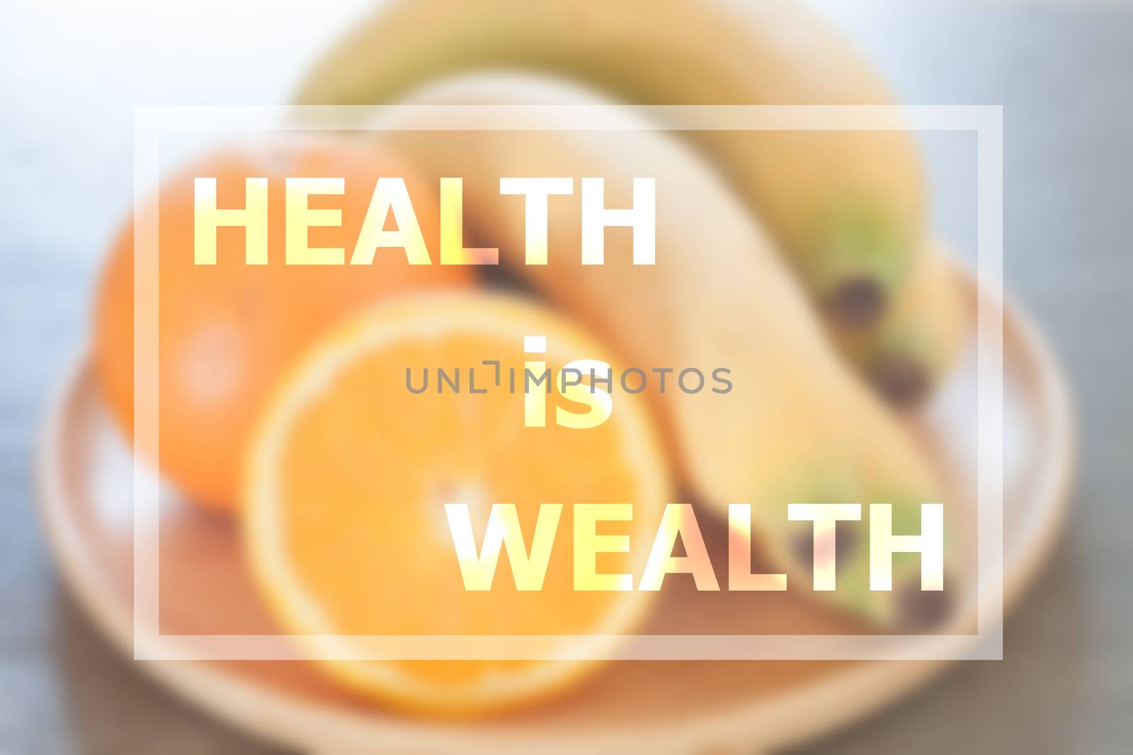 Inspirational quote of health is wealth, stock photo