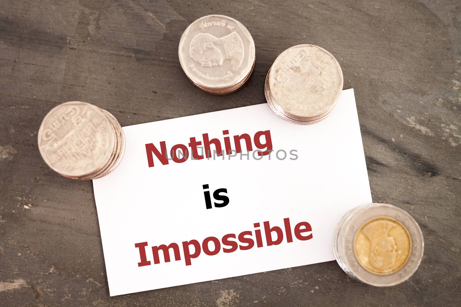 Nothing is impossible inspirational quote, stock photo