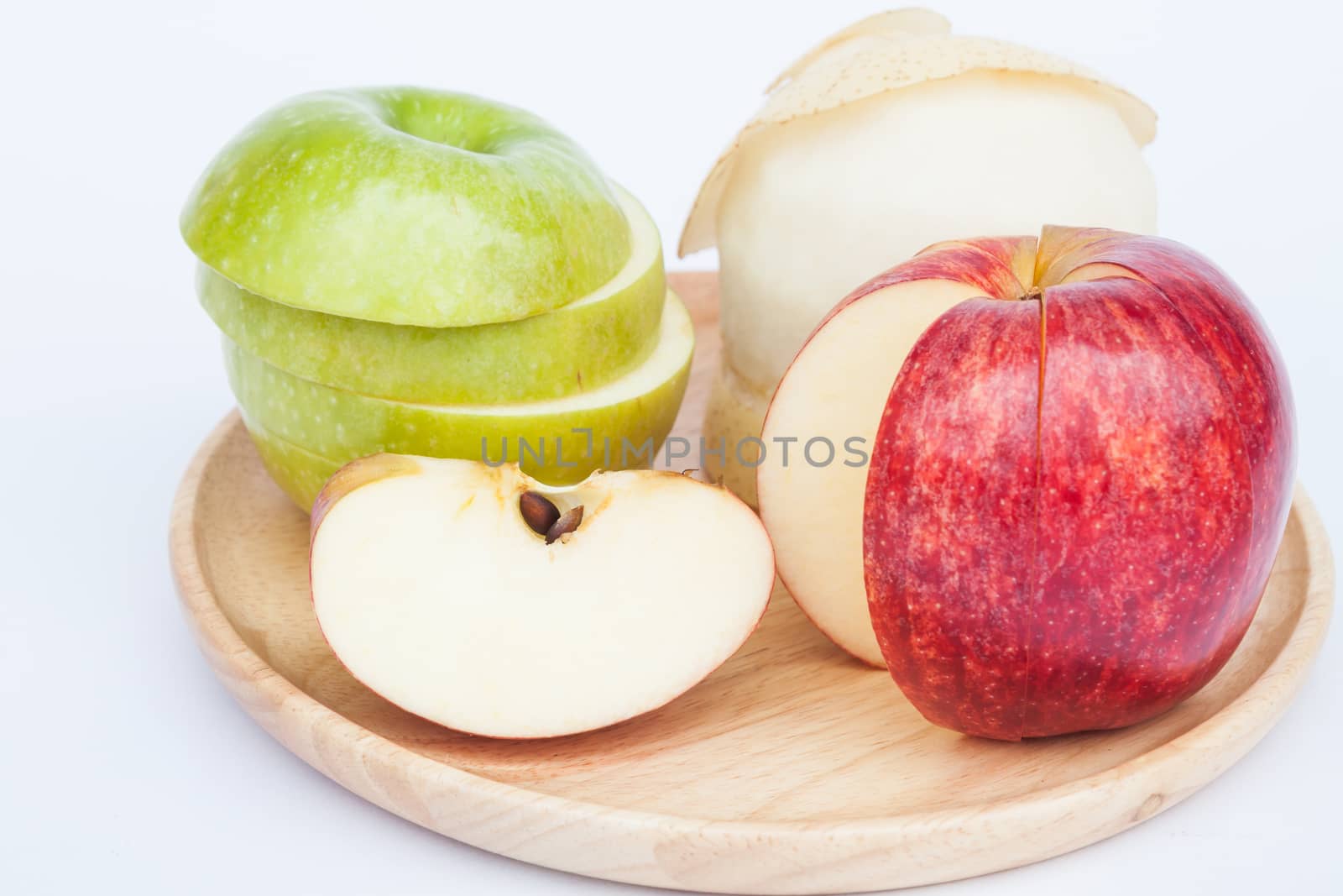 Three different kind of apples on white background by punsayaporn