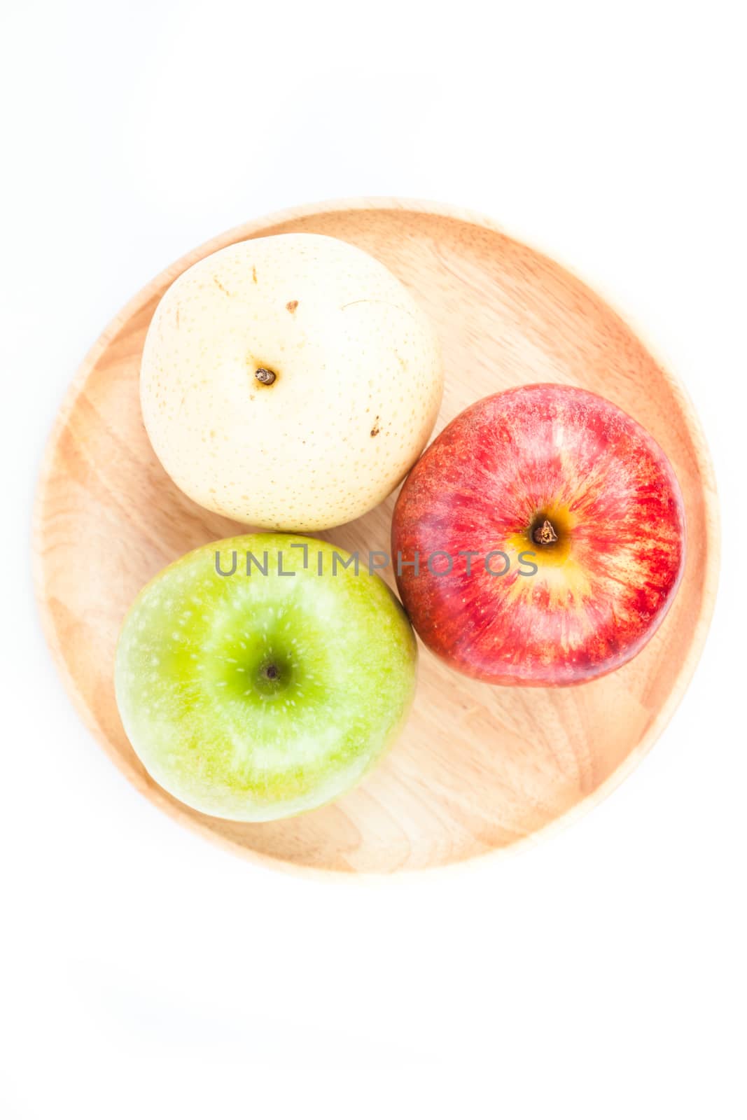 Three different kind of apples on white background, stock photo