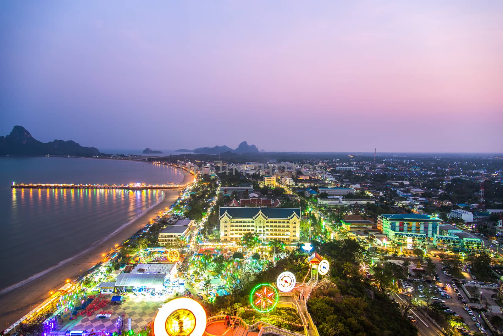 View of Downtown Prachuap Khiri Khan District from Thailand.