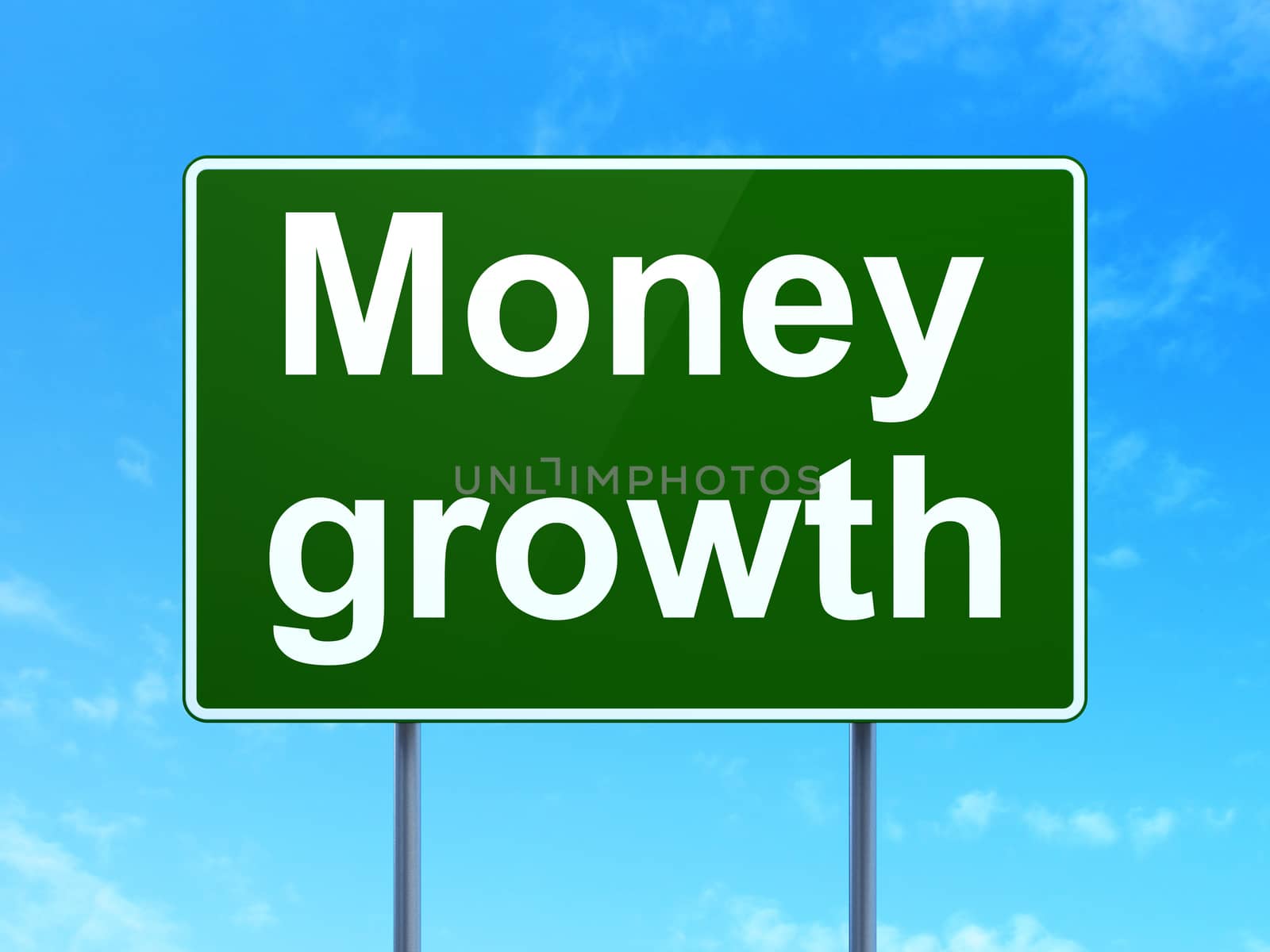 Money concept: Money Growth on road sign background by maxkabakov