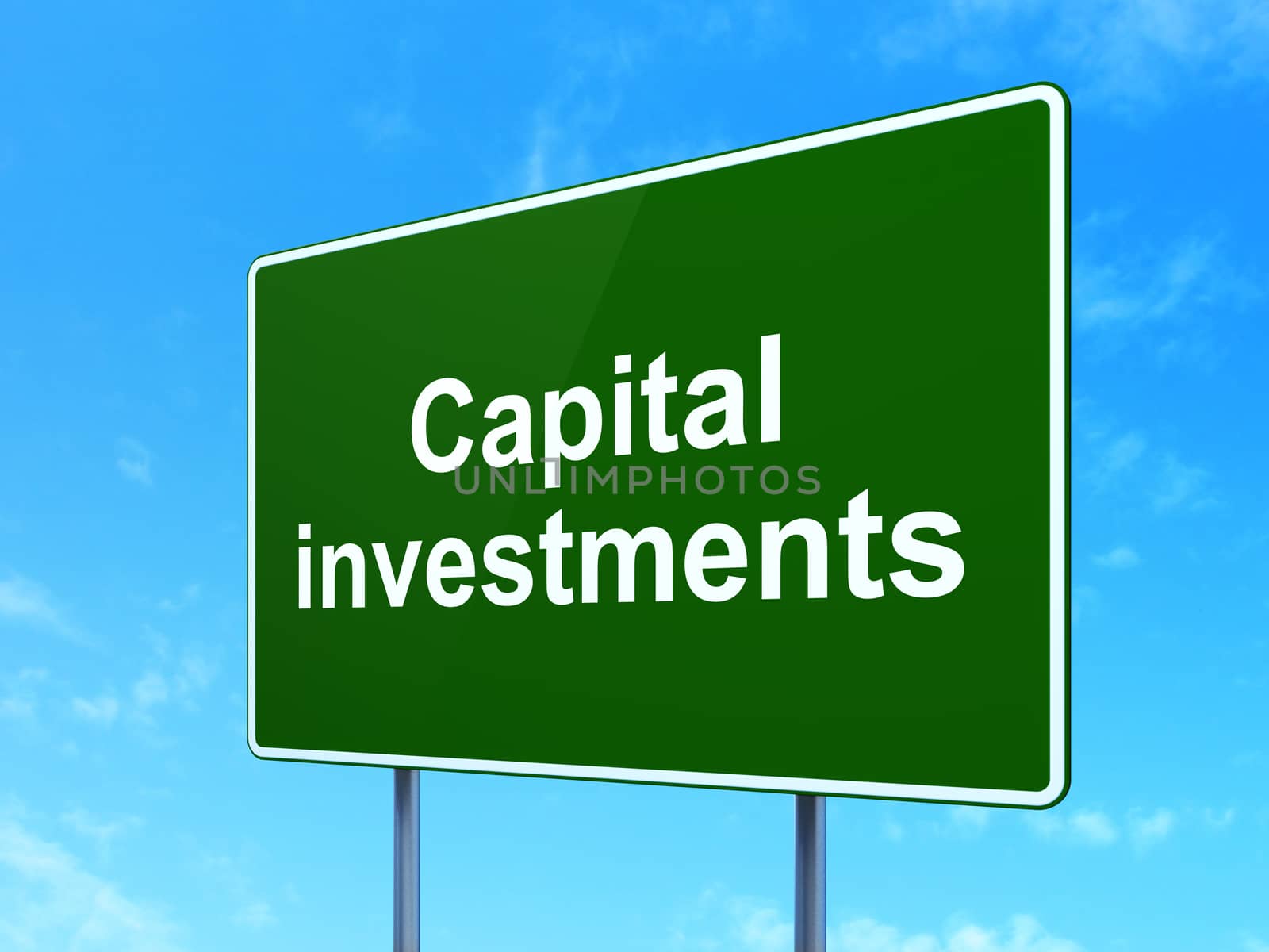 Banking concept: Capital Investments on road sign background by maxkabakov