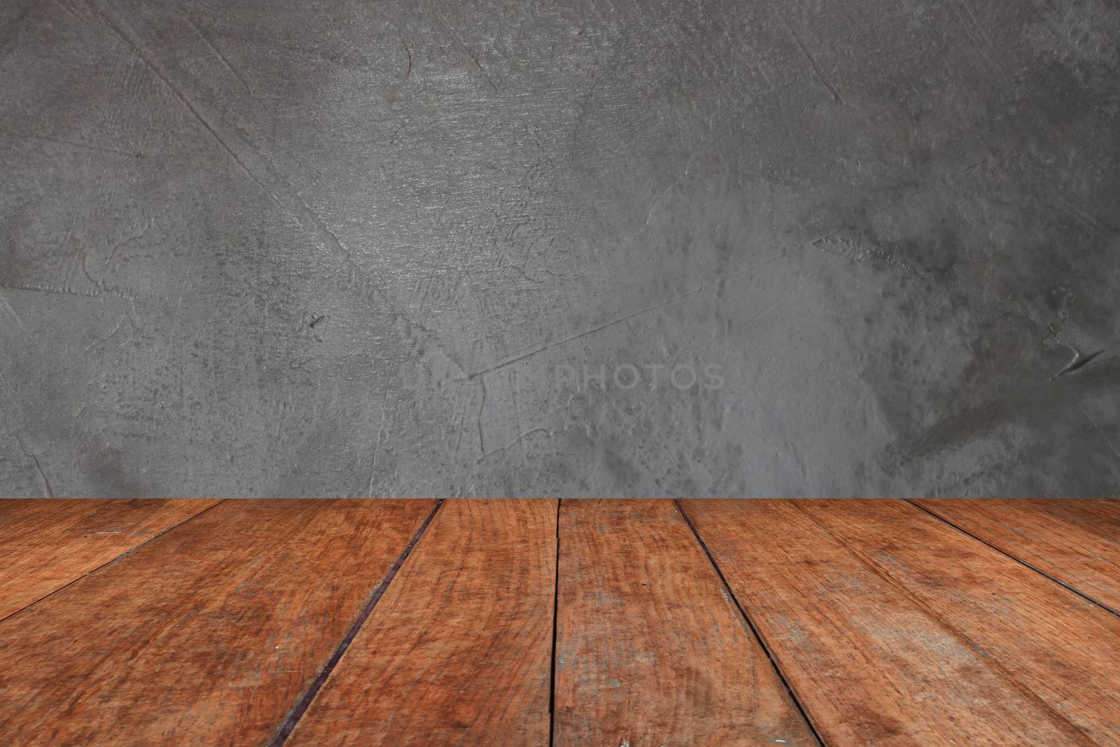 Perspective brown wood on concrete texture as a retro pattern wall