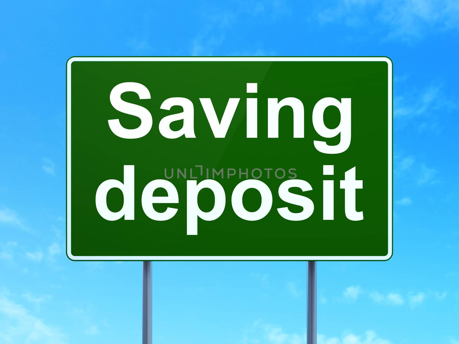 Currency concept: Saving Deposit on road sign background by maxkabakov