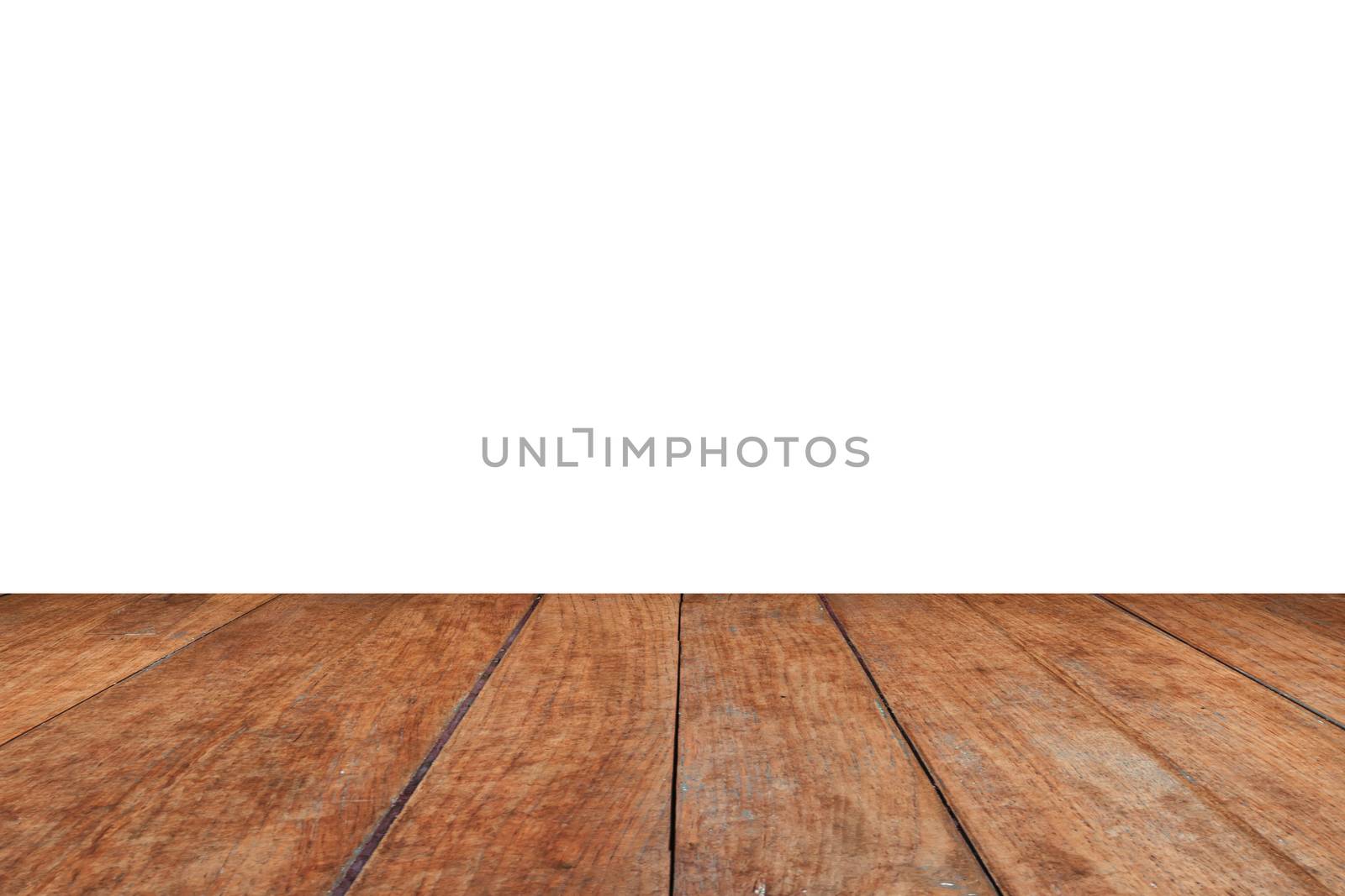 Perspective brown wood on white background, stock photo