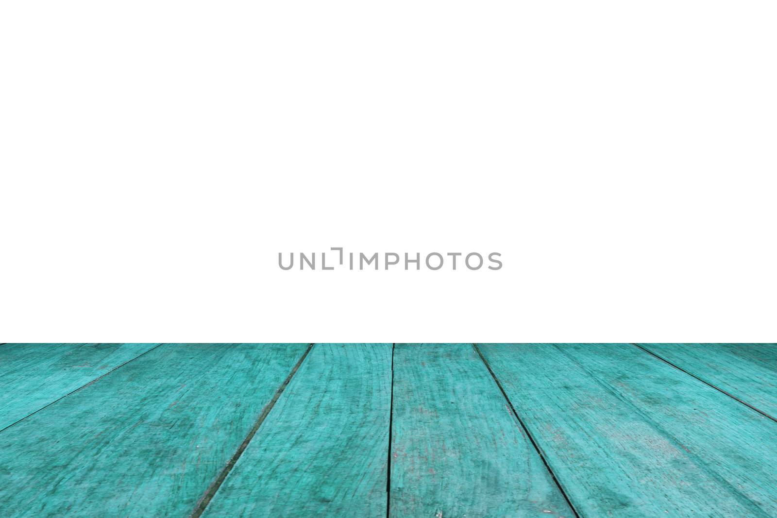 Perspective green wood on white background by punsayaporn