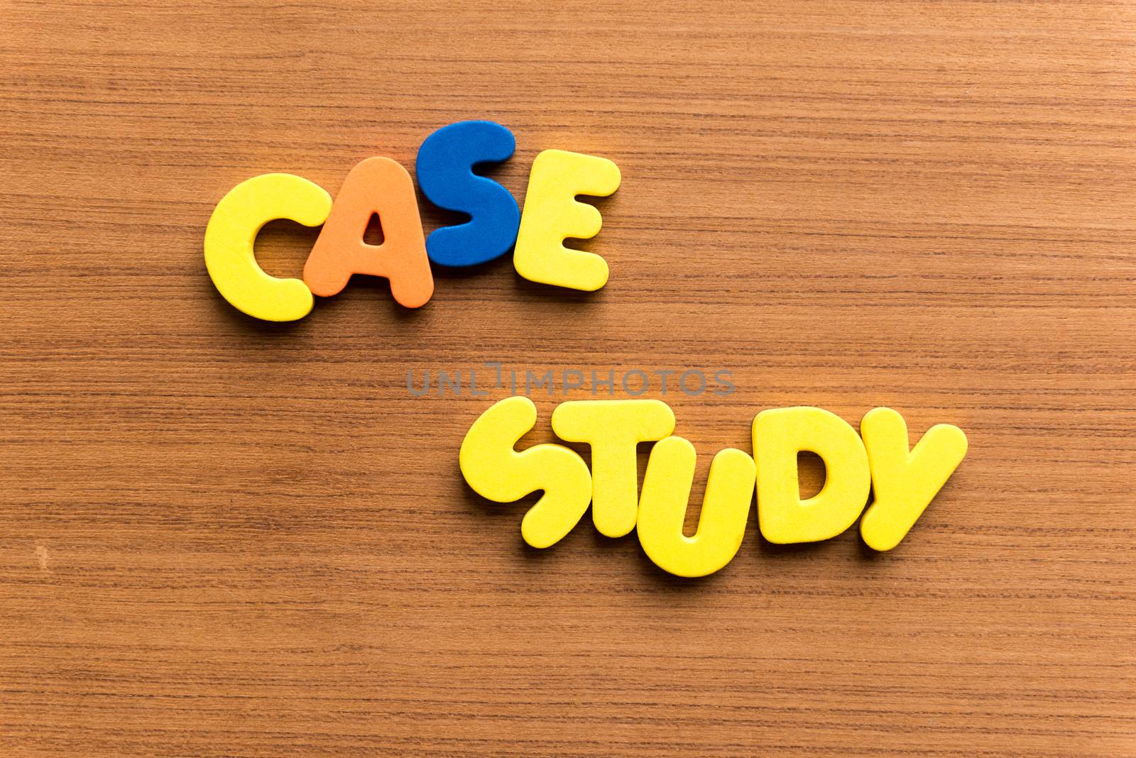 case study colorful word on the wooden background