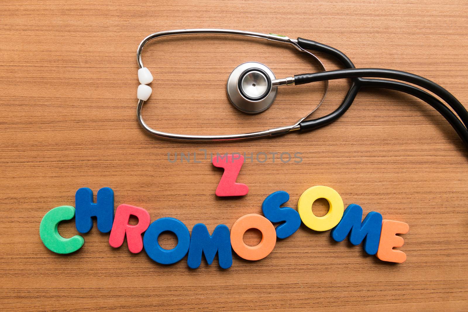 z chromosome colorful word with stethoscope on wooden background