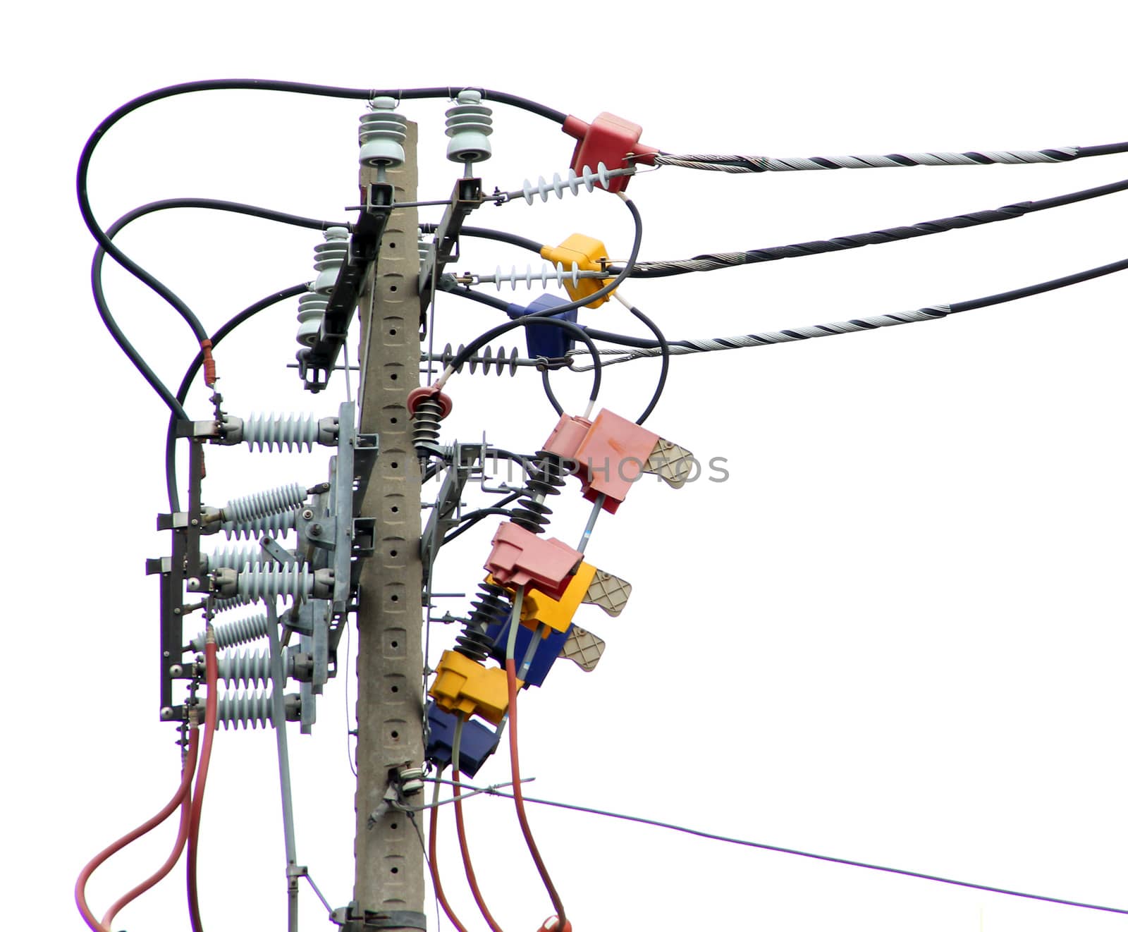 Wire cables on electricity pole by liewluck