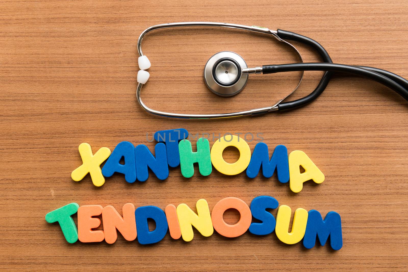 xanthoma tendinosum colorful word with stethoscope by sohel.parvez@hotmail.com