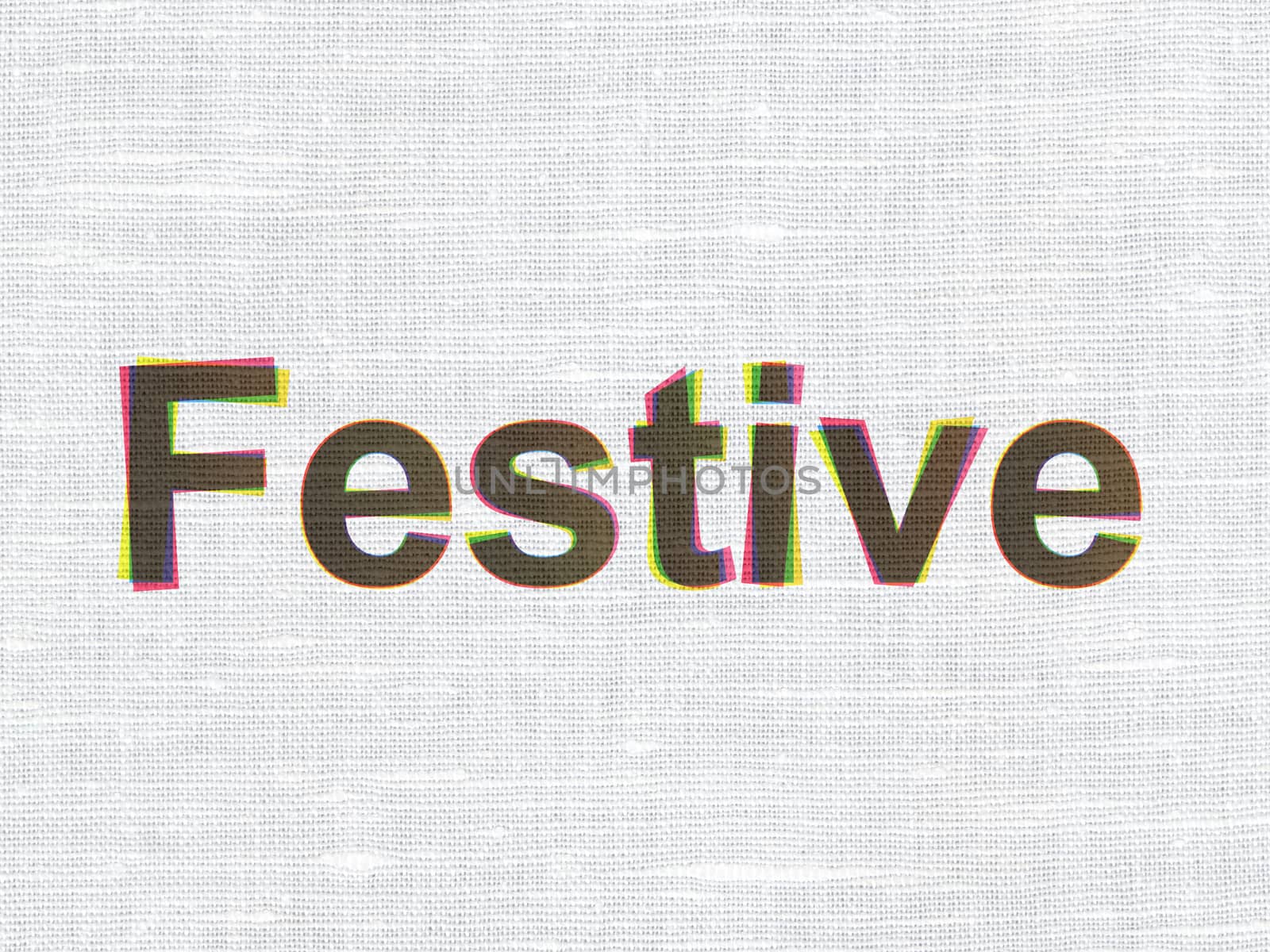 Holiday concept: CMYK Festive on linen fabric texture background