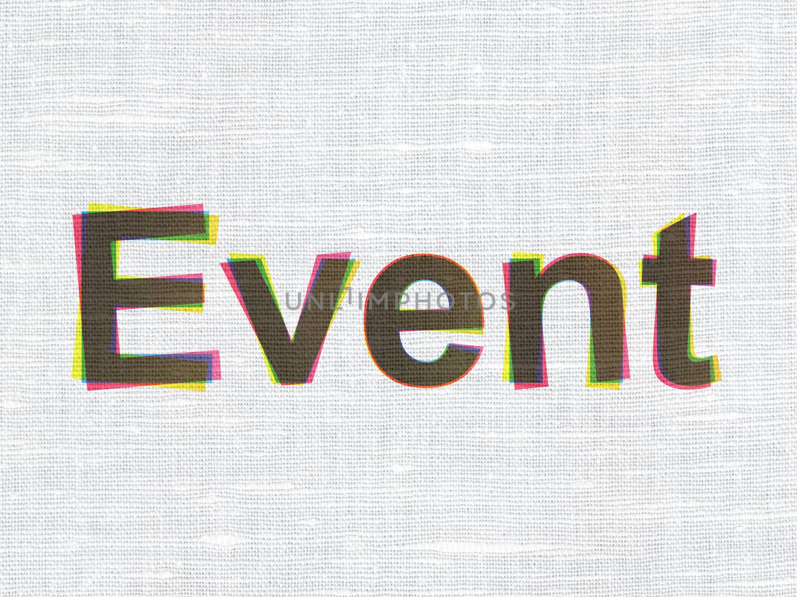 Holiday concept: CMYK Event on linen fabric texture background
